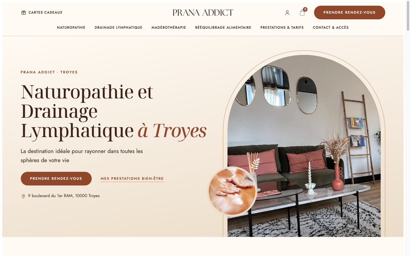 Prana Addict – page d’accueil après la refonte (octobre 2026)