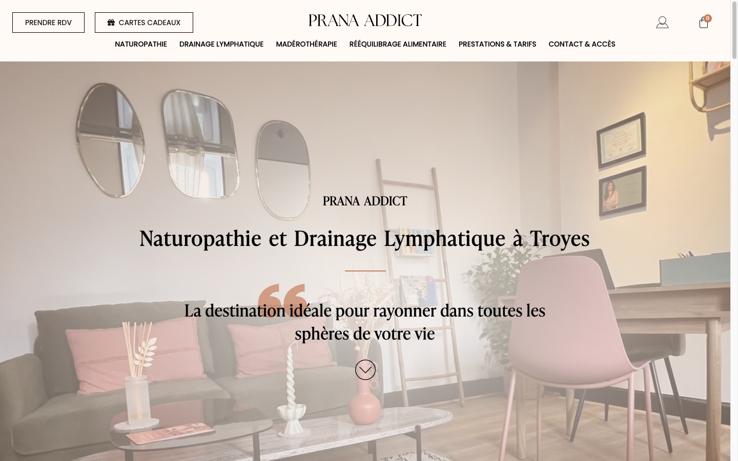 Prana Addict – page d’accueil avant la refonte (2025)